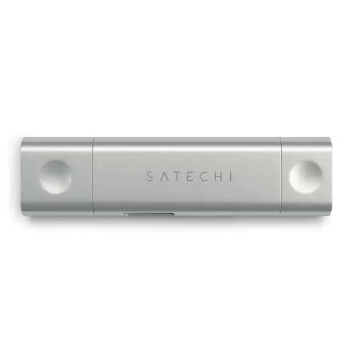 Кардридер Satechi Aluminum Type-C USB 3.0 and Micro/SD (USB 3.0 и Type-C) серебряный Док-станция купить в Барнауле фото 3