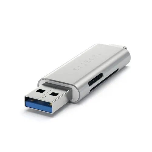 Кардридер Satechi Aluminum Type-C USB 3.0 and Micro/SD (USB 3.0 и Type-C) серебряный Док-станция купить в Барнауле фото 2