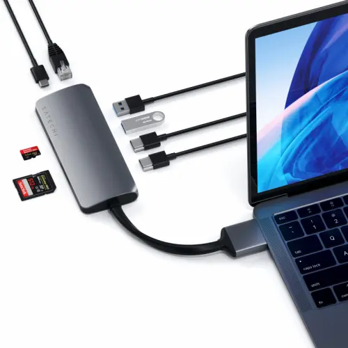 Адаптер Satechi Type-C Dual Multimedia Adapter для MacBook с двумя портами USB-C серый космос Док-станция купить в Барнауле фото 2