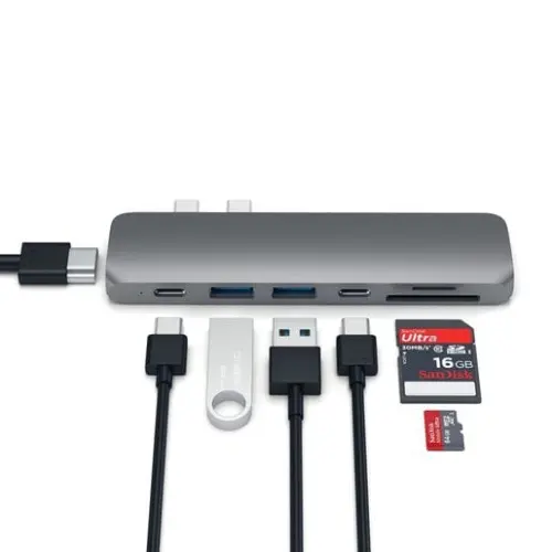 Хаб Satechi Aluminum Pro Hub для Macbook Pro USB-C HDMI Серый космос. Док-станция купить в Барнауле фото 3