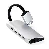 Хаб Satechi Type-C Dual Multimedia Adapter для Macbook с двумя портами USB-C серебряный Док-станция купить в Барнауле