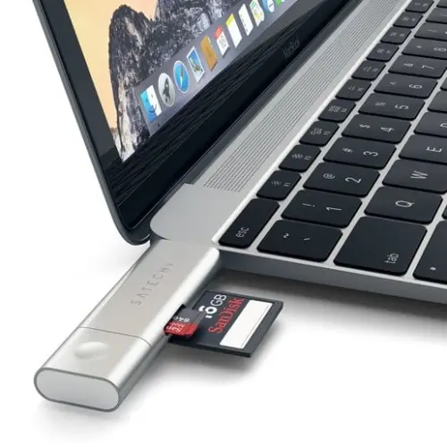 Кардридер Satechi Aluminum Type-C USB 3.0 and Micro/SD (Type-C) серебряный Док-станция купить в Барнауле фото 4