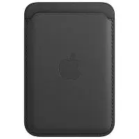 Кардхолдер Apple Leather Wallet with MagSafe для Apple iPhone черный Чехлы брендовые для Apple купить в Барнауле