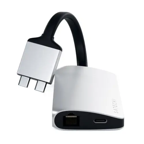 Хаб Satechi Type-C Dual Multimedia Adapter для Macbook с двумя портами USB-C серебряный Док-станция купить в Барнауле фото 4