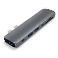 Хаб Satechi Aluminum Pro Hub для Macbook Pro USB-C HDMI Серый космос. Док-станция купить в Барнауле