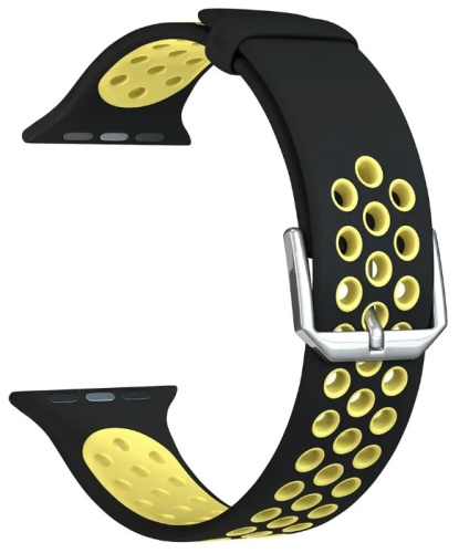 купить Ремешок для Apple Watch Band 38/40mm Lyambda Alioth силиконовый черный/желтый в Барнауле фото 2