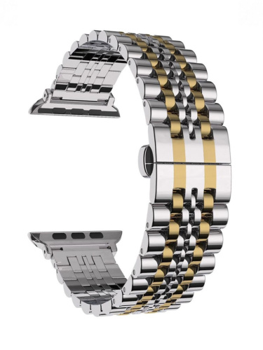 купить Ремешок для Apple Watch Band 42/44mm Lyambda Castor сталь серебро/золото в Барнауле