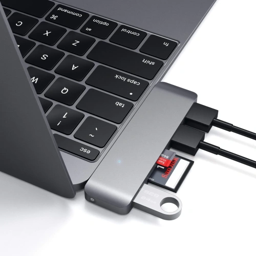 Хаб Satechi Type-C USB Hub для Macbook с портом USB-C 3 x USB 3.0/SD/ microSD серый Док-станция купить в Барнауле фото 2