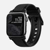 купить Ремешок для Apple Watch Band 44/42mm Nomad Rugged Strap силиконовый черный (застежка черная) в Барнауле