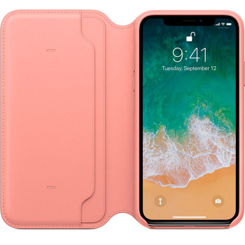 купить Чехол Apple iPhone X Leather Folio Soft Pink (розовый) в Барнауле фото 2