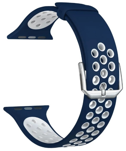 купить Ремешок для Apple Watch Band 42/44mm Lyambda Alioth силиконовый синий/белый в Барнауле фото 2